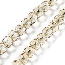 Electroplate Rondelle Glass Beads Strands, Pear Lurster Plated, Faceted, Lemon Chiffon, 7.5x7mm, Hole: 1.4mm, about 70pcs/strand, 19.69''(50cm)