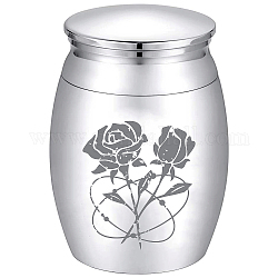 Pochettes d'emballage en velours creatcabin 1pc, 1 urne funéraire en alliage, fleur rose, urne de crémation : 40.5x30 mm
