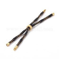 Bracelets argentés en corde de nylon, pour la fabrication de bracelets à breloques connecteurs, avec placage de crémaillère en laiton doré, Plaqué longue durée, sans cadmium et sans plomb, bleu minuit, 8-5/8~9 pouce (22~22.8 cm), 0.3 cm, Trou: 2.6mm