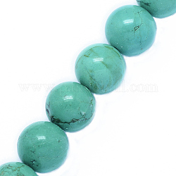 Fili di perline di magnesite naturale, tondo, tinti e riscaldato, verde mare chiaro, 8mm, Foro: 0.8 mm, circa 49pcs/filo, 15.5 pollice (39.5 cm)