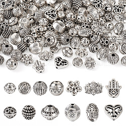 Pandahall 130 pz 13 stili branelli della lega di stile tibetano, forme misto, argento antico, 7.5~12x6.5~10x4~6.5mm, Foro: 1.4~1.6 mm, 10pcs / style