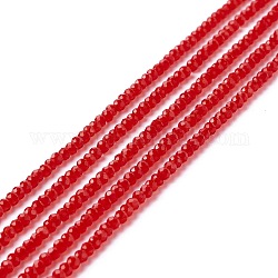 Transparent Glass Beads Strands, Faceted, Round, Red, 2mm, Hole: 0.6mm, about 182~201pcs/strand, 14.57~15.24 inch((37~38.7cm)