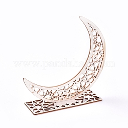 Adornos de madera eid mubarak, Decoración de mesa de madera de Ramadán, luna, almendra blanqueada, 150x149x2.5mm