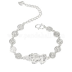 Bracelets à maillons en laiton, Pi Xiu, couleur d'argent, 6-1/4 pouce (16 cm)
