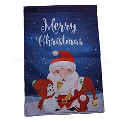 Gartenfahne zu Weihnachten, Doppelseitige Hausfahnen aus Polyester, für Hausgarten Hof Bürodekorationen, Weihnachtsmann mit Schneemann, Farbig, 460x320x0.4 mm, Bohrung: 18 mm