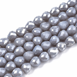 Opache perle di vetro fili, ab colore placcato, sfaccettato, lacrima, grigio scuro, 4.5x4.5mm, Foro: 1 mm, circa 99~101pcs/filo, 17.64 pollice ~ 18.03 pollici (44.8 cm ~ 45.8 cm)