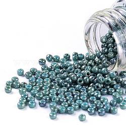 Toho perles de rocaille rondes, Perles de rocaille japonais, (1207) bleu turquoise opaque marbré, 11/0, 2.2mm, Trou: 0.8mm, environ 50000 pcs / livre