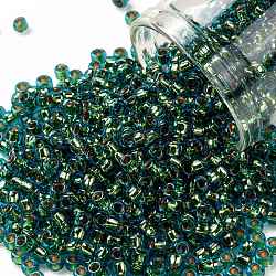 Toho perles de rocaille rondes, Perles de rocaille japonais, (756) aigue-marine doublée d'or 24k, 8/0, 3mm, Trou: 1mm, environ 1110 pcs/50 g