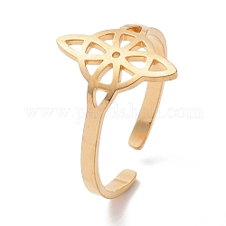 304 anillo de puño abierto de nudo marinero de acero inoxidable, anillo ancho hueco irlandés para mujer, dorado, nosotros tamaño 7 3/4 (18 mm)