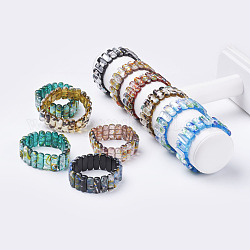 Handgemachte millefiori lampwork wulst stretch armbänder, mit Silberfolie, Mischfarbe, 1-3/4 Zoll ~ 2 Zoll (47~51 mm)