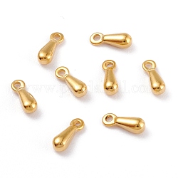304 charms in acciaio inox, drop extender catena, lacrima, oro, 7.5x2.5x2.3mm, Foro: 1 mm