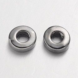 Silber Tibetische Perlen, Bleifrei und cadmium frei, Donut, Metallgrau, 6x2 mm, Bohrung: 2.5 mm