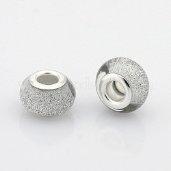 Large Hole Rondelle Resin European Beads, with Silver Color Plated Brass Cores, Clear, 14x9mm, Hole: 5mm