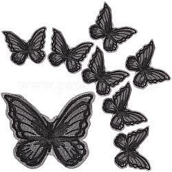 Gorgecraft 30 Uds. Accesorios de disfraz tejidos de organza hechos a mano, mariposa, negro, 53~57x56~63x2~3mm