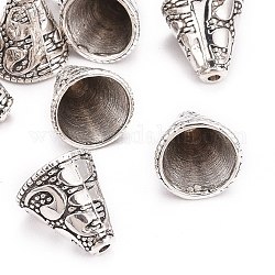 Coupelles en alliage de cône de style tibétain, argent antique, 13x12mm, Trou: 2~10mm