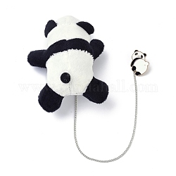 Broche en émail panda dessin animé, broche en tissu non tissé panda avec chaîne de sécurité, noir, 340mm