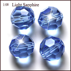 Perles d'imitation cristal autrichien, grade AAA, facetté (32 facettes), ronde, bleuet, 10mm, Trou: 0.9~1mm
