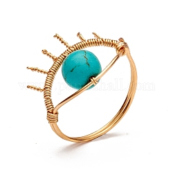 Set di anelli turchesi sintetici per donna, anelli da dito del malocchio con componenti in ottone, misura degli stati uniti 4 3/4 (15.4mm)