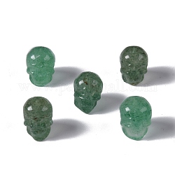 Perles de quartz fraise vert naturel, crane, 13x10x11.5mm, Trou: 1mm
