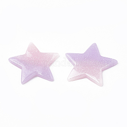 Resin Cabochons, with Glitter Powder, Imitation Jelly, Two Tone, Star, Pink, 35x37x4mm