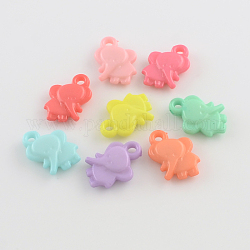 Opaque Acrylic Elephant Pendants, Mixed Color, 21x15x5mm, Hole: 3mm, about 640pcs/500g