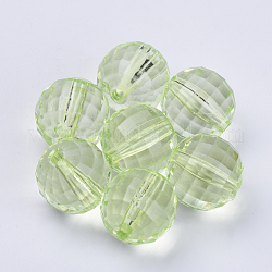 Perles en acrylique transparente, facette, ronde, pelouse verte, 8x8mm, Trou: 1.5mm, environ 177 pcs/50 g