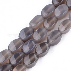 Chapelets de perles en agate grise naturelle, torsion, 11~12x7~8x7~8mm, Trou: 1.2mm, Environ 32~33 pcs/chapelet, 14.96 pouce ~ 15.74 pouces (38~40 cm)