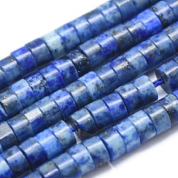 Abalorios de lapislázuli naturales hebras, Disco redondo plano, 4x2mm, agujero: 0.7 mm, aproximamente 167 pcs / cadena, 15.35 pulgada (39 cm)