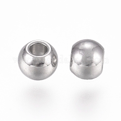 Perles chirurgicales en acier inoxydable 316l, ronde, couleur inoxydable, 3x2.5mm, Trou: 1.2mm