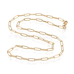 304 collar de cadena con clip de acero inoxidable, con cierre de langosta, dorado, 19.68 pulgada (50 cm)
