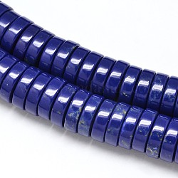 Flat Round/Disc Lapis Lazuli Beads Strands, Heishi Beads, Dyed, 12x4mm, Hole: 1mm, about 107pcs/strand, 15.7inch