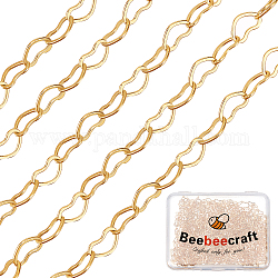Beebeecraft Cadenas portacables de latón soldadas de 5 m, cadenas de enlace de corazón, Plateado de larga duración, con carrete, dorado, 3x5x0.5mm