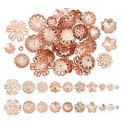 Unicraftale 60 pz 10 stili 0.5/1/1.2mm foro 304 tappo per perline in acciaio inossidabile oro rosa fantasia tappi per perline cave multi-petalo distanziatori per fiori perline tappi per ciondoli in metallo perline sciolte per creazione di gioielli
