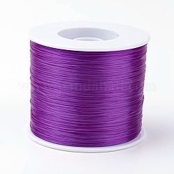 Cuerda de cristal elástica plana coreana, Hilo de cuentas elástico, para hacer la pulsera elástica, púrpura, 0.5mm, alrededor de 546.8 yarda (500 m) / rollo