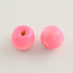 Gefärbte Naturholzperlen, Runde, Bleifrei, rosa, 6x4~5 mm, Bohrung: 2 mm, ca. 13600 Stk. / 1000 g