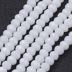 Imitation Jade Faceted Glass Beads Strands, Rondelle, WhiteSmoke, 4x3mm, Hole: 1mm, about 140~145pcs/strand, 18.9 inch