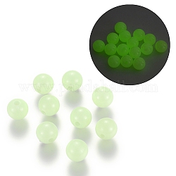 Perles rondes acryliques lumineuses, brillent dans le noir, vert pale, 8mm, Trou: 2mm, environ 1800 pcs/500 g