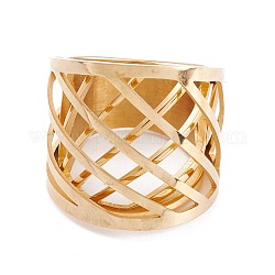 Unisex 304 anelli in acciaio inossidabile, cavo, colonna di forma rotonda, oro, formato 6~9, 8.5~22mm, diametro interno: 16.5~18.9mm