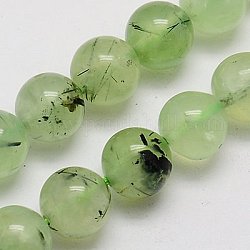 Chapelets de perles en préhnite naturelle, ronde, vert pale, 12mm, Trou: 1mm