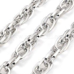 Алюминиевые веревочные цепи, несварные, с катушкой, платина, 19.5x12.5x2.5 мм, около 16.40 фута (5 м) / рулон