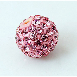 Abalorios de Diamante de imitación de arcilla polímero, Pave bolas de discoteca, Grado A, medio-perforado, redondo, rosa luz, pp9 (1.5 mm), 1.6mm, agujero: 6 mm