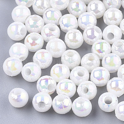 Perles en plastique, de couleur plaquée ab , ronde, blanc crème, 4mm, Trou: 1.4mm, 1000 pcs / 20 g