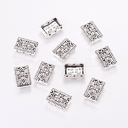 Tibetischen Stil Multi-Strang-Verbinder, Bleifrei und cadmium frei, Rechteck, Antik Silber Farbe, ca. 17 mm lang, 12 mm breit, 3 mm dick, Bohrung: 1.5 mm