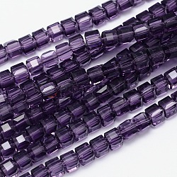 Brins de perles de verre transparent cube à facettes, indigo, 5.5x5.5x5.5mm, Trou: 1mm, Environ 94 pcs/chapelet, 20.4 pouce