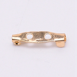 Accessori di spilla di ferro, indietro pin bar, con 2 fori, oro chiaro, 5x20x4mm, Foro: 2 mm, ago :0.5mm