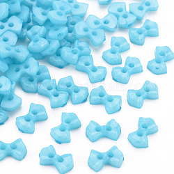 Boutons en plastique avec 2 trou, bowknot, lumière bleu ciel, 6x9x2mm, Trou: 1.5mm