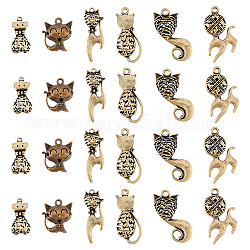 Arricraft 24 pz pendenti con gatti, ciondolo adorabile, 6 stile pendenti in lega di animali pendenti per gatti in metallo bronzer pendente a forma di gatto utilizzato per accessori di gioielli a cerchio forniture per collane fai da te