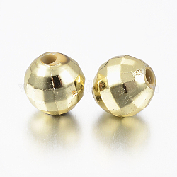 Plating Acrylic Beads, Faceted, Round, Gold/Pink, about 6mm in diameter, hole: 1mm, about 5000pcs/500g
