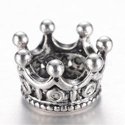Perles en alliage, couronne, Perles avec un grand trou   , argent antique, 10.5x7mm, Trou: 6mm
