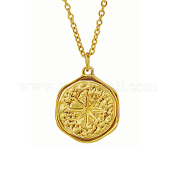 Collier pendentif étoile en acier inoxydable avec chaînes forçat, véritable 18k plaqué or, 17.72 pouce (45 cm)
